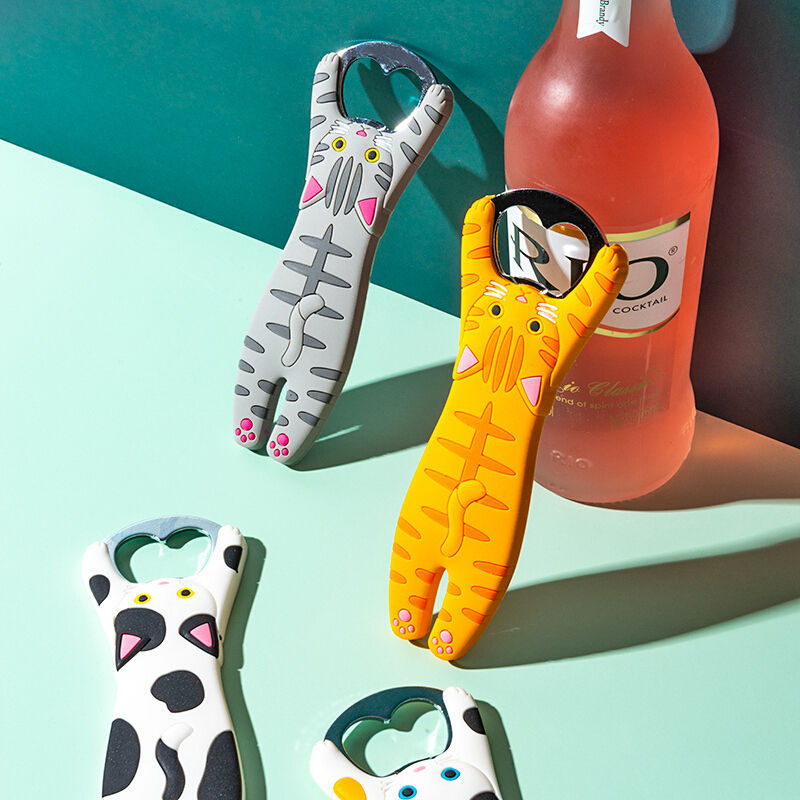 Four colorful cat-shaped bottle openers - Neferpaws