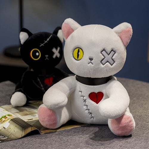 White and black cat plush toy - Dark cat serie from Neferpaws