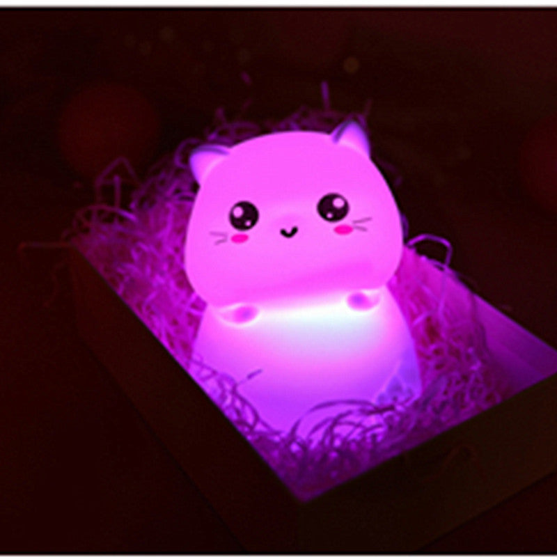 Neferpaws - Smiling cat nightlamp lighting purple