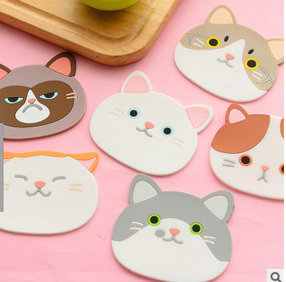 Cat-shaped coasters with various facial expressions - Neferpaws