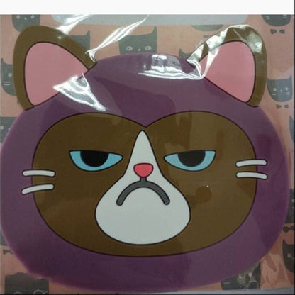 Purple cartoon face cat coaster design packed by four