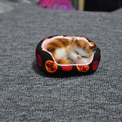 Will the small cat sleeping in a little bed toy