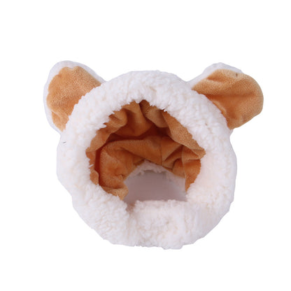 Plush cat hat with brown ears