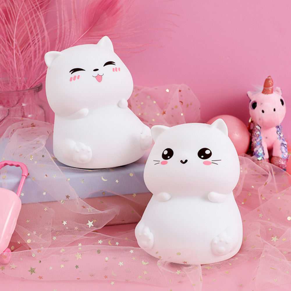 Two white cat-shaped night lights - Neferpaws