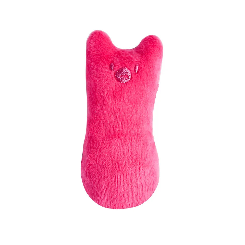 Pink cat plush toy with a bear face