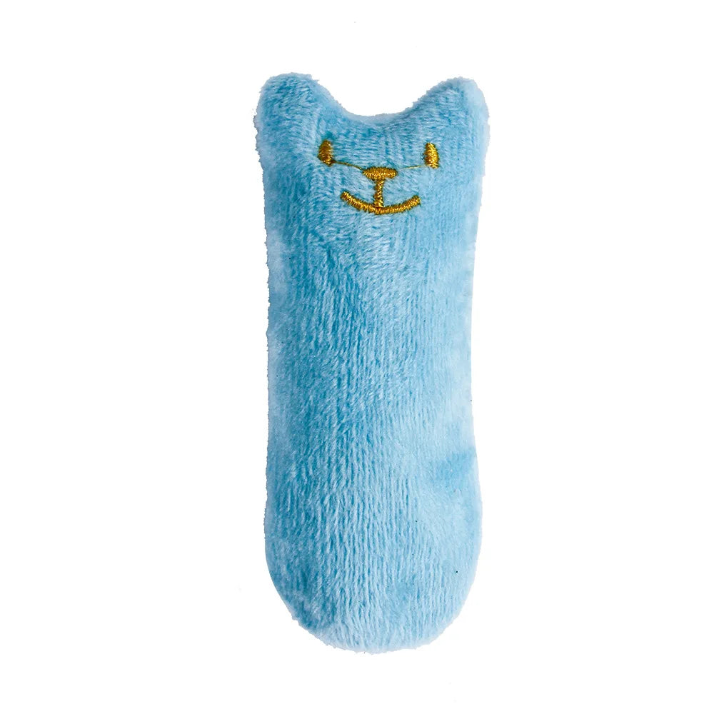 Blue cat-shaped plush toy for cats