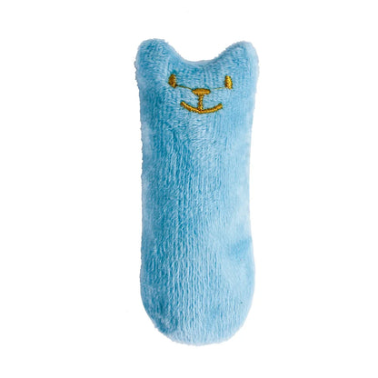 Blue cat-shaped plush toy for cats