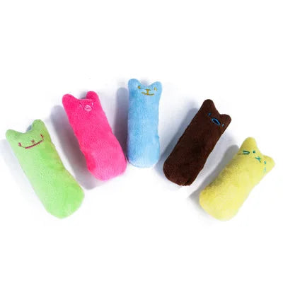 Five colorful catnip toys shaped like cats - Neferpaws