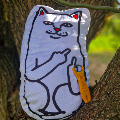 Cat Pillow Cusion Holding Middle Fingers Up