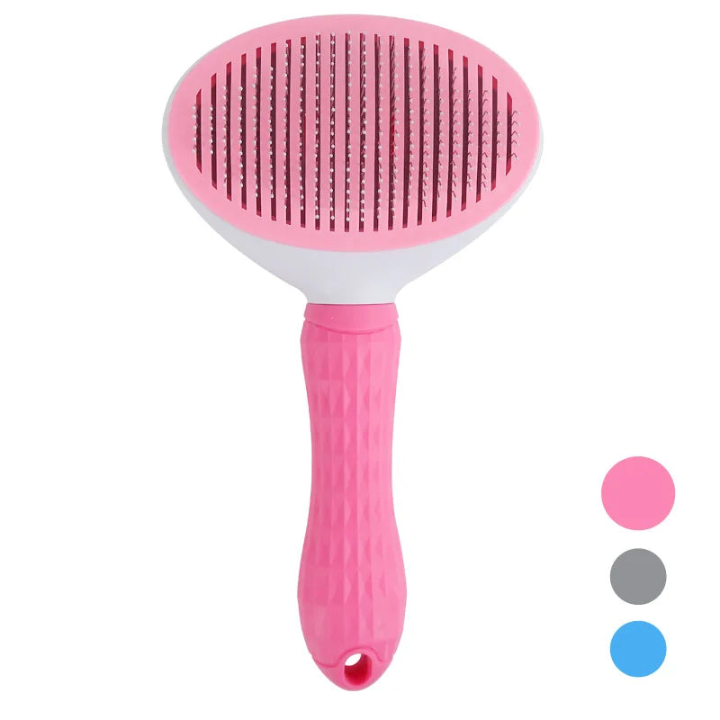 Self-Cleaning Pet Hair Removal Comb pink - Neferpaws