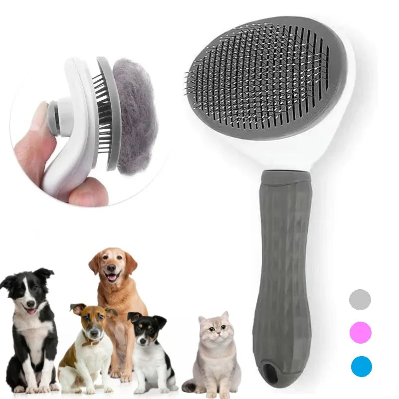 Self-Cleaning Pet Hair Removal Comb pink - Neferpaws