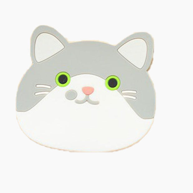 Cat-shaped coaster with gray and white design - Neferpaws